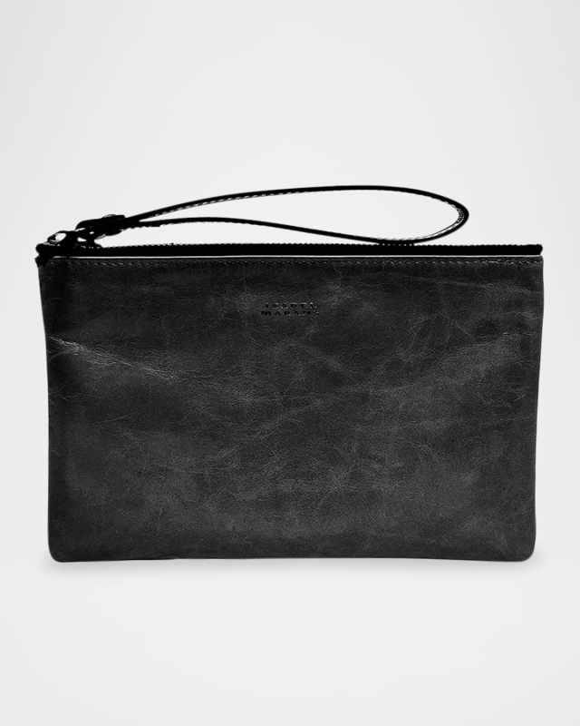 Mino Zip Leather Wristlet Pouch Bag